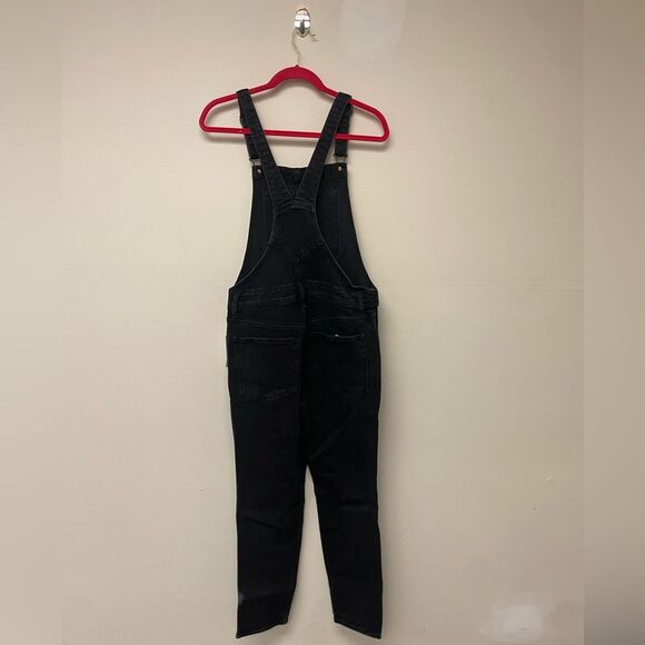 Old Navy Black Straight Fit Overalls with distressed detailing on knees size 6 - Picture 7 of 9
